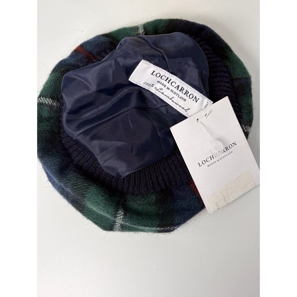 Scottish Lochcarron wool beanie hat Highlander plaid tam pom grn blu red wht NWT - Picture 6 of 9